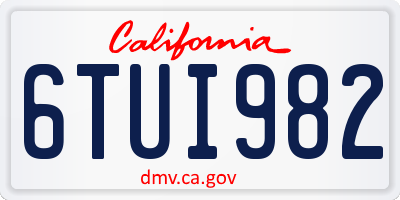CA license plate 6TUI982