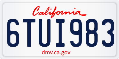 CA license plate 6TUI983