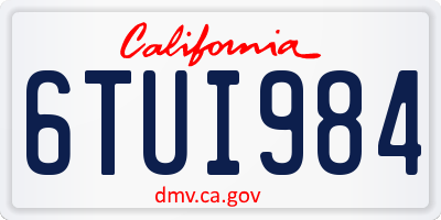 CA license plate 6TUI984