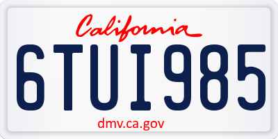 CA license plate 6TUI985