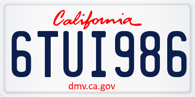 CA license plate 6TUI986