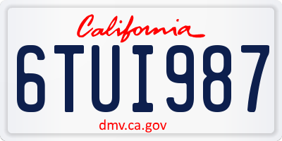 CA license plate 6TUI987