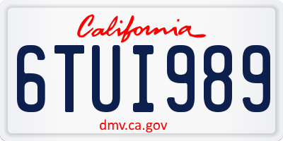 CA license plate 6TUI989