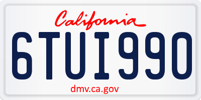 CA license plate 6TUI990