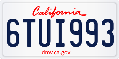 CA license plate 6TUI993