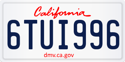CA license plate 6TUI996