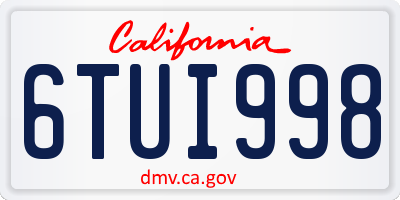 CA license plate 6TUI998