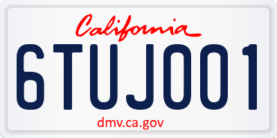 CA license plate 6TUJ001