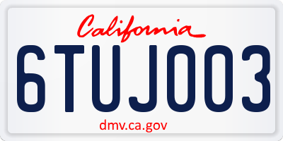 CA license plate 6TUJ003