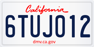 CA license plate 6TUJ012