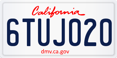 CA license plate 6TUJ020