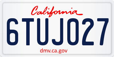 CA license plate 6TUJ027