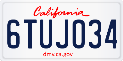 CA license plate 6TUJ034