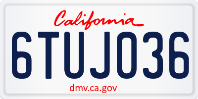 CA license plate 6TUJ036