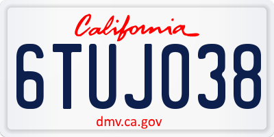 CA license plate 6TUJ038