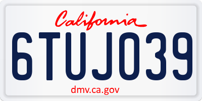 CA license plate 6TUJ039