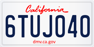 CA license plate 6TUJ040