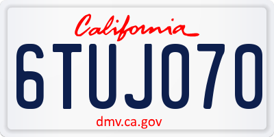 CA license plate 6TUJ070