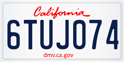 CA license plate 6TUJ074