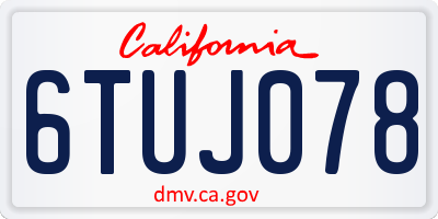 CA license plate 6TUJ078