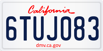 CA license plate 6TUJ083