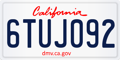 CA license plate 6TUJ092