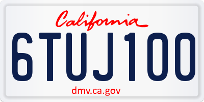 CA license plate 6TUJ100