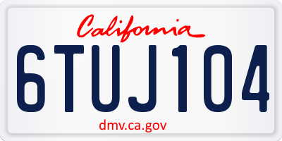 CA license plate 6TUJ104