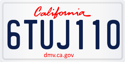 CA license plate 6TUJ110