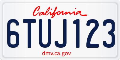 CA license plate 6TUJ123