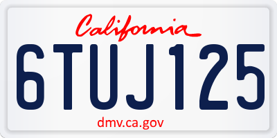 CA license plate 6TUJ125