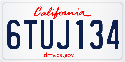 CA license plate 6TUJ134