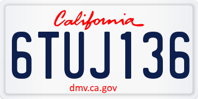 CA license plate 6TUJ136