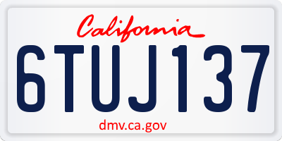 CA license plate 6TUJ137