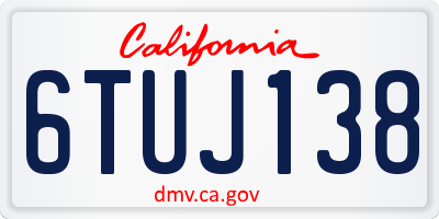 CA license plate 6TUJ138