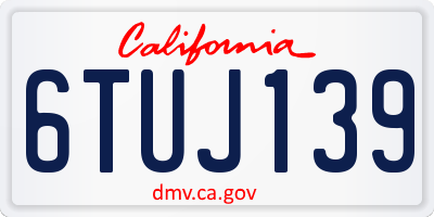 CA license plate 6TUJ139