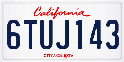 CA license plate 6TUJ143