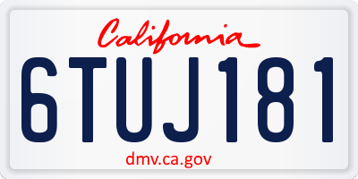 CA license plate 6TUJ181