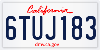 CA license plate 6TUJ183