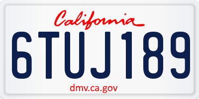 CA license plate 6TUJ189