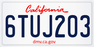 CA license plate 6TUJ203