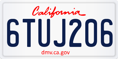 CA license plate 6TUJ206