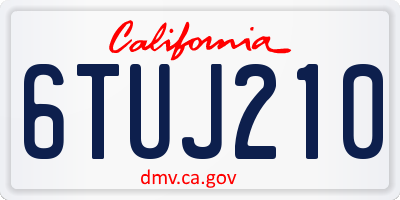 CA license plate 6TUJ210