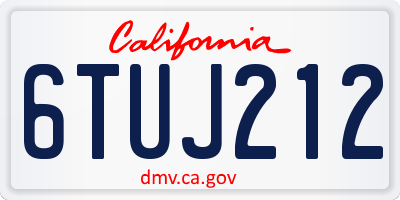 CA license plate 6TUJ212