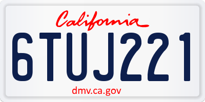 CA license plate 6TUJ221