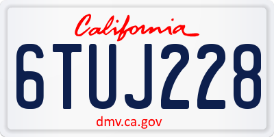 CA license plate 6TUJ228