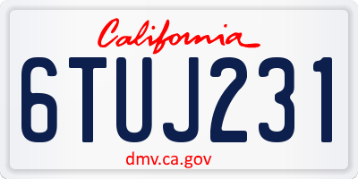 CA license plate 6TUJ231