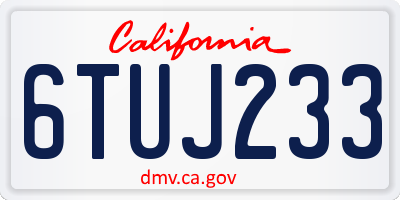 CA license plate 6TUJ233