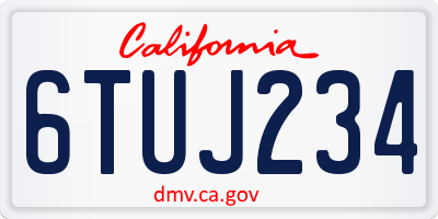 CA license plate 6TUJ234