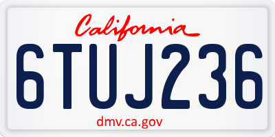 CA license plate 6TUJ236